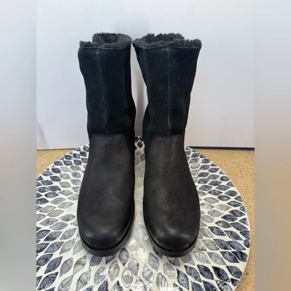 Sorel Emilie Foldover Women's Black shearling  Winter snow Boots 9 - Picture 6 of 16